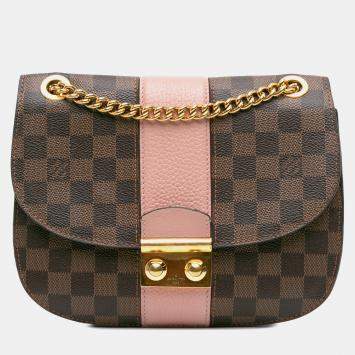 Louis Vuitton Brown Pink Damier Ebene Cuir Taurillon Wight
