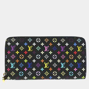 Pre Owned Louis Vuitton Black Multicolor Zippy Wallet