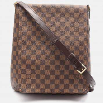 Pre Owned Louis Vuitton Musette Shoulder Bag  Damier Canvas Brown Ebene