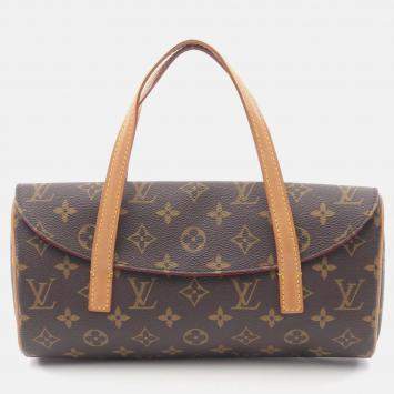 Pre Owned Louis Vuitton Sonatine Handbag  Monogram Canvas Leather Brown