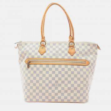 Pre Owned Louis Vuitton Saleya GM Damier Azur Coated Canvas Tote Bag