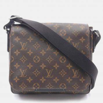 Pre Owned Louis Vuitton District PM Shoulder Bag  Monogram Macassar Brown Black