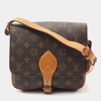Pre Owned Louis Vuitton Cartouchiere Mm Shoulder Bag  Monogram Canvas Brown