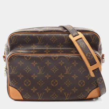 Pre Owned Louis Vuitton Nile Shoulder Bag  Monogram Canvas Leather Brown