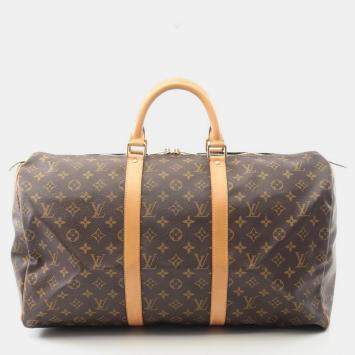 Pre Owned Louis Vuitton Keepall 50 Brown Monogram Canvas Handbag