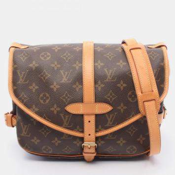 Pre Owned Louis Vuitton Saumur 30 Shoulder Bag  Monogram Canvas Leather Brown