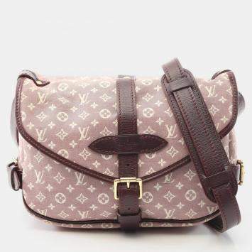 Pre Owned Louis Vuitton Saumur Pm Shoulder Bag  Monogram Canvas Bordeaux Sepia
