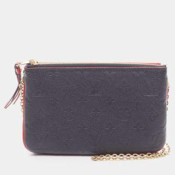 Pre Owned Louis Vuitton Pochette Double Zip Shoulder Bag  Monogram Empreinte Blue