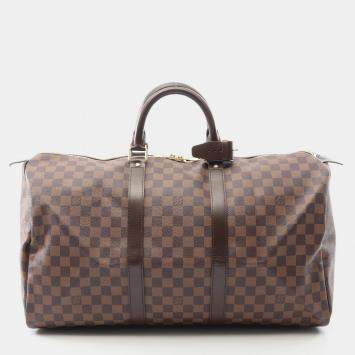 Pre Owned Louis Vuitton Keepall 50 Travel Duffle Bag  Damier Canvas Ebene