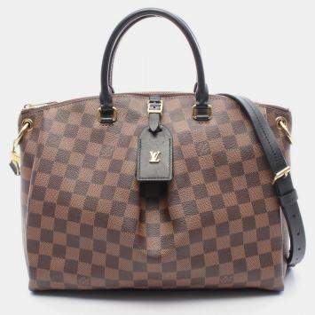 Pre Owned Louis Vuitton Odeon MM Brown Damier Canvas Leather Shoulder Bag
