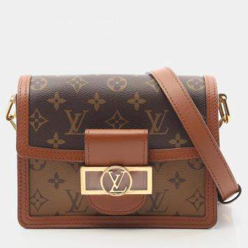 Pre Owned Louis Vuitton Dauphine Mini Monogram Reverse Canvas Leather Shoulder Bag