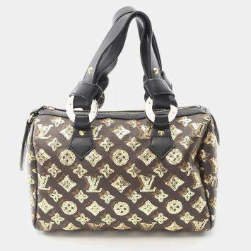 Pre Owned Louis Vuitton Speedy 30 Monogram Eclipse Canvas Leather Handbag