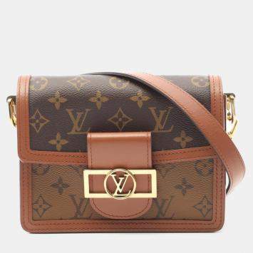 Pre Owned Louis Vuitton Dauphine Mini Monogram Reverse Brown Shoulder Bag