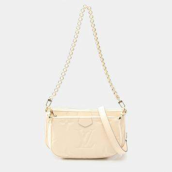 Pre Owned Louis Vuitton Multi Pochette Accessoires Monogram Empreinte Beige Shoulder Bag