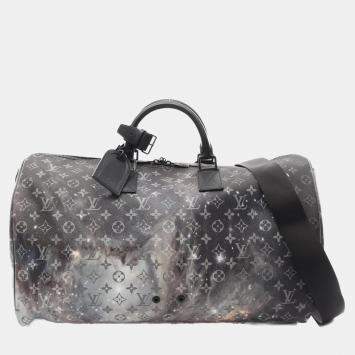 Pre Owned Louis Vuitton Keepall Bandouliere 50 Black Monogram Galaxy Shoulder Bag