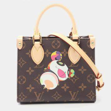 Pre Owned Louis Vuitton Onthego BB Takeshi Murakami Brown Monogram Canvas Tote Bag