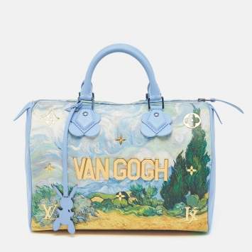 Louis Vuitton x Jeff Koons Blue Leather Masters Van Gogh Speedy 30 Bag