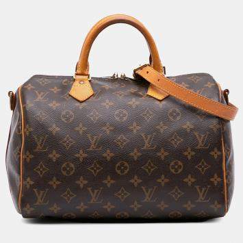 Pre Owned Louis Vuitton Brown Monogram Speedy Bandouliere 30 Bag