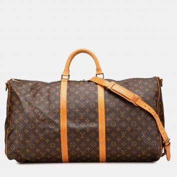 Pre Owned Louis Vuitton Brown Monogram Keepall Bandouliere 60 Handbag