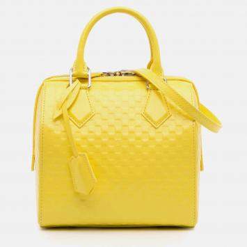 Pre Owned Louis Vuitton Yellow Damier Facette Speedy Cube PM Bag