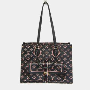 Pre Owned Louis Vuitton Monogram Fall For You On The Go MM Tote Bag Black Pink