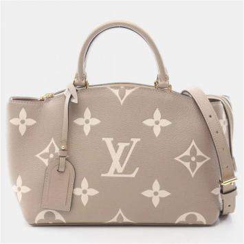 Pre Owned Louis Vuitton Petit Palais PM Tourterelle Creme Beige Monogram Empreinte Leather Handbag