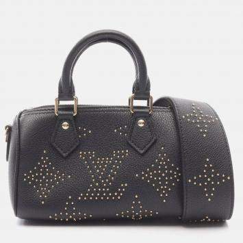 Pre Owned Louis Vuitton Nano Speedy Black Monogram Empreinte Leather Handbag