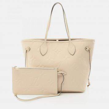 Pre Owned Louis Vuitton Neverfull MM Ivory Monogram Empreinte Leather Tote Bag