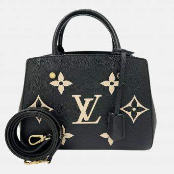 Pre Owned Louis Vuitton Montaigne BB Black Monogram Empreinte Leather Shoulder Bag