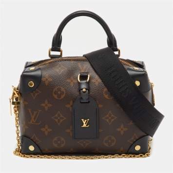 Pre Owned Louis Vuitton Black Monogram Canvas and Leather Petite Malle Souple Bag