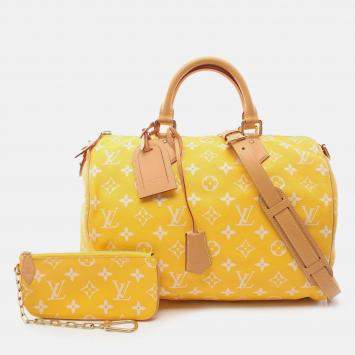 Pre Owned Louis Vuitton Yellow Monogram Speedy P9 Bandouliere 40