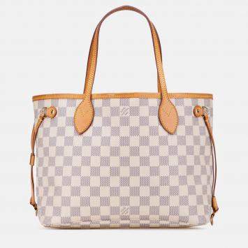 Pre Owned Louis Vuitton White Damier Azur Neverfull PM Bag