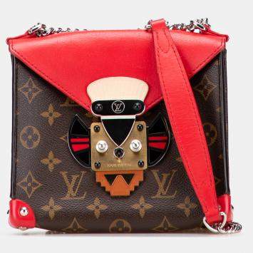 Pre Owned Louis Vuitton Brown Monogram Tribal Mask Pochette PM