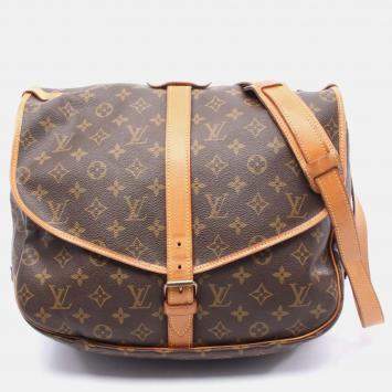 Pre Owned Louis Vuitton Saumur 35 Shoulder Bag M42254 Monogram Canvas Leather Brown Used