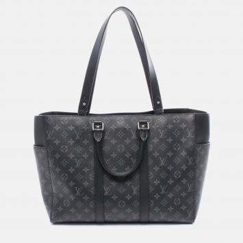 Pre Owned Louis Vuitton Sac Plat 24H Tote Bag M46451 Monogram Eclipse Canvas Leather Bk Lv