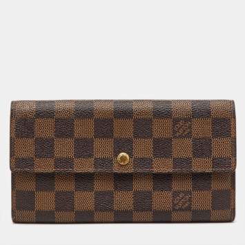 Pre Owned Louis Vuitton Damier Ebene Canvas Sarah Long Wallet