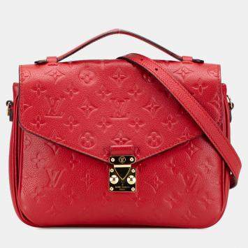 Pre Owned Louis Vuitton Red Monogram Empreinte Pochette Metis