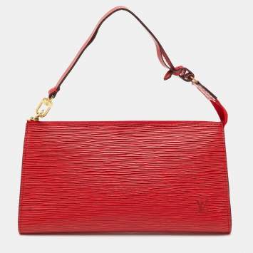 Pre Owned Louis Vuitton Castilian Red Epi Leather Pochette Accessoires Bag