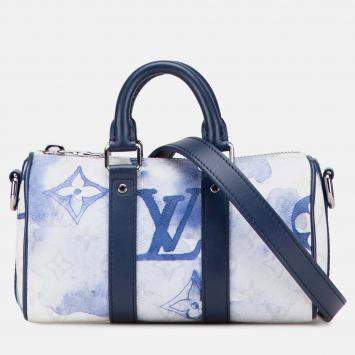 Pre Owned Louis Vuitton White Monogram Watercolor Keepall Bandouliere XS