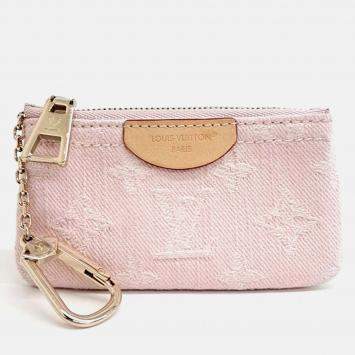 Pre Owned Louis Vuitton Pink Fabric Monogram Denim Key Pouch