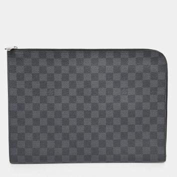 Pre Owned Louis Vuitton Black Coated Canvas Graphite Pochette Jour GM