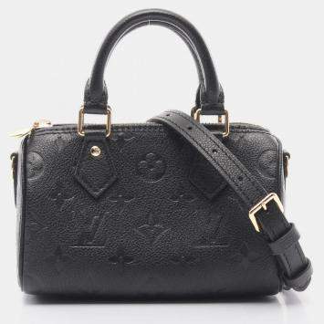 Pre Owned Louis Vuitton Nanospeedy Black Monogram Empreinte Leather Handbag