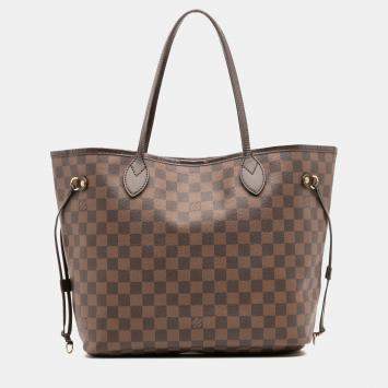 Pre Owned Louis Vuitton Brown Damier Ebene Neverfull MM