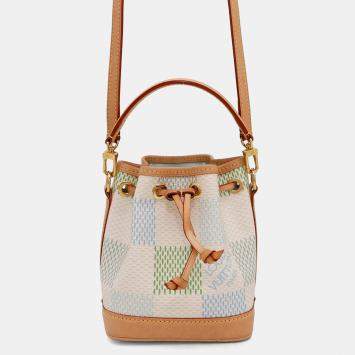 Pre Owned Louis Vuitton Nano Noe Pistachio Green Damier Licious Handbag