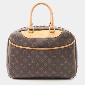 Pre Owned Louis Vuitton Deauville Bowling Vanity Handbag Monogram Canvas