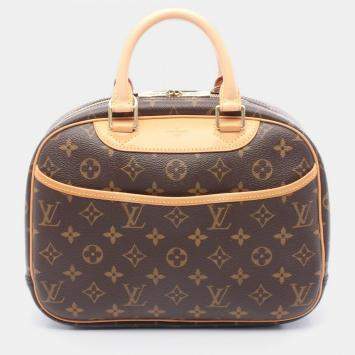 Pre Owned Louis Vuitton Trouville Handbag Monogram Canvas Leather Brown