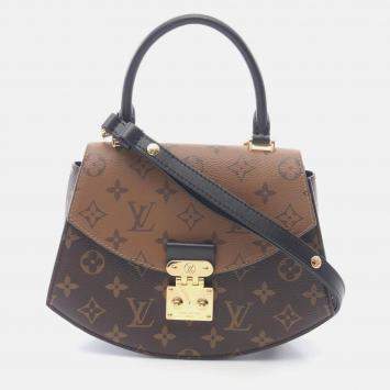 Pre Owned Louis Vuitton Tilsitt Shoulder Handbag Monogram Reverse Brown Black