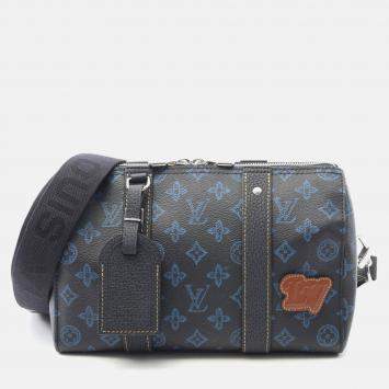 Pre Owned Louis Vuitton City Keepall Shoulder Bag Monogram Record Canvas Black