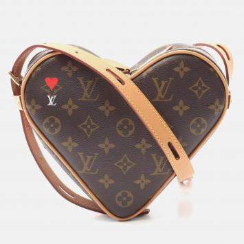 Pre Owned Louis Vuitton Sac Coeur Shoulder Bag Monogram Canvas Brown