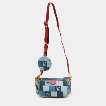Pre Owned Louis Vuitton Blue Denim Damier Monogram Patchwork Multi-Pochette Accessories Bag